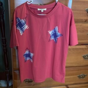 Haptics red navy star top in small roomy fit!